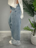 You Decide Donna Jeans Palazzo Con Inserto Pizzo
