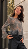 You Decide Donna Maglia pizzo maltinto  grigio