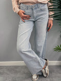 Pont jeans denim donna relaxed straight leg bleach rotto