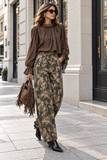 Pantalone a barilotto stampa camouflage verde militare