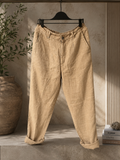 Bl11 uomo pantalone con laccio lino deserto