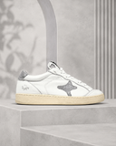 Ama Brand sneakers donna bianche con talloncino glitter argento