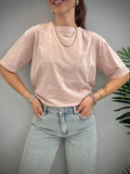 Kikisix donna t-shirt basic tinta unita rosa