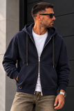 Seinse Uomo Hoodie Felpa blu con zip