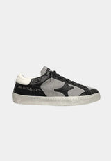 Ama Brand sneakers uomo in pelle bassa modello time nero tallone bianco - Nero / 42