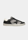 Ama Brand sneakers uomo in pelle bassa modello time nero tallone bianco