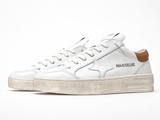 AMA BRAND SNEAKERS UOMO BIANCA IN PELLE CON TALLONCINO NOCCIOLA