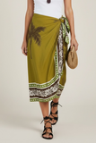 Gonna Donna pareo stampa foulard Olive palm