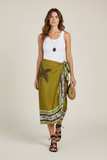 Gonna Donna pareo stampa foulard Olive palm