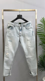 Pont jeans denim uomo cropped lavaggio chiaro  rotto zigzag
