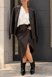 Kikisix Donna Giacca over in ecopelle con frange brown