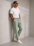 Pantalone uomo abito verde acqua