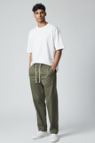 Bl11 uomo pantalone con Pence e laccio.tessuto tecnico verde