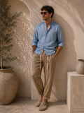 Camicia Uomo Jeans coreana Azzurra