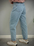 Pont jeans denim donna regular carrot leg chiaro