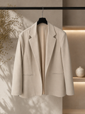 Kikisix donna giacca over con tasche a filetto beige