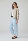 Kikisix donna pantalone balloon con pinces e cintura blu chiaro