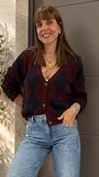 Kikisix cardigan scollo a v con rombo grande