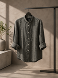 Bl11 camicia uomo coreana lino moro