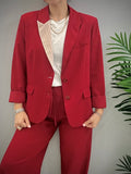 Giacca donna rossa rifinita righe cotone tencel