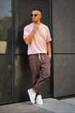 pantalone uomo in lino moro