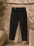 Pont jeans denim uomo cropped nero