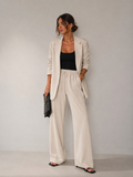 Kikisix donna pantalone ampio con coulisse beige