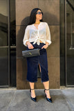Gonna longuette denim scuro