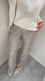 Pantalone donna paillettes argento