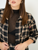 Kikisix Camicia donna over taglio vivo check
