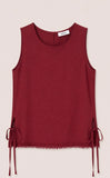 Kikisix donna top laccetti passamaneria fondo rosso india