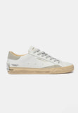 Crime london sneakers uomo in pelle distressed lo colore bianco