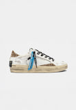 Crime London Sneakers donna bianca con glitter oro  e talloncino glitter oro