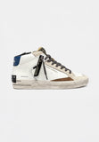 Crime London Sneakers Uomo alta bianco beige tallone blu