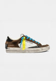 Crime London Sneakers Uomo bassa marrone e bianco con lacci blu