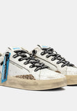 Crime London Sneakers donna bianca con glitter oro  e talloncino glitter oro