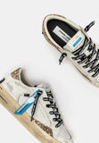 Crime London Sneakers donna bianca con glitter oro  e talloncino glitter oro
