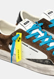 Crime London Sneakers Uomo bassa marrone e bianco con lacci blu
