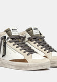Crime London Sneakers Uomo alta bianco beige tallone blu