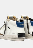 Crime London Sneakers Uomo alta bianco beige tallone blu