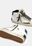 Crime London Sneakers Uomo alta bianco beige tallone blu
