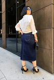 Gonna longuette denim scuro