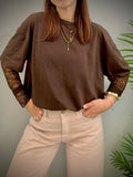 Kikisix donna tshirt over con maniche pizzo moro