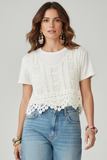 Kikisix donna t-shirt over con top macrame panna