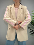Giacca donna beige con bande rosa