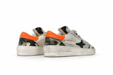 AMA BRAND SNEAKERS UOMO GRIGIO CHIARA INSERTI CAMOUFLAGE E TALLONE ARANCIO