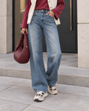 Pont donna jeans g061 regular straight leg medio sporcato