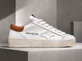 AMA BRAND SNEAKERS UOMO BIANCA IN PELLE CON TALLONCINO NOCCIOLA