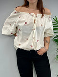 Camicia donna bianca ricamata