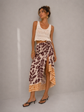 Kikisix gonna  donna midi pareo  con nodo  panna arancio bordeaux